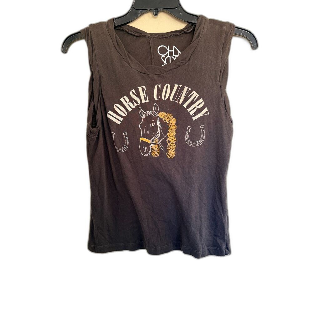 Chaser Horse Country Graphic Muscle Tank Top - Medium - Vintage Black